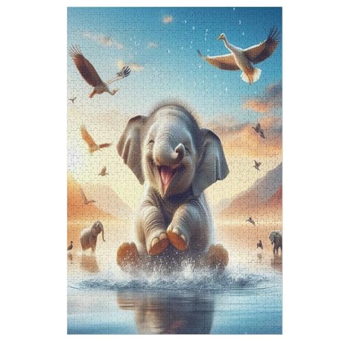Holzpuzzle Elefant Puzzle 1000 Teile Erwachsene Klassische Pädagogisches Spielzeug Kinder Lernspiel Herausforderndes Puzzles （78×53cm） von PPZYY