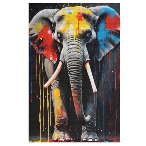 Holzpuzzle Elefant Puzzle 1000 Teile Erwachsene Klassische Pädagogisches Spielzeug Kinder Lernspiel Herausforderndes Puzzles （78×53cm） von PPZYY