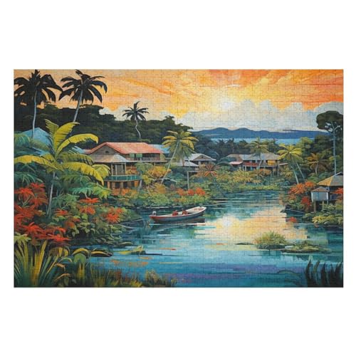 Holzpuzzle Ferienbucht Puzzle 1000 Teile Erwachsene Klassische Pädagogisches Spielzeug Kinder Lernspiel Herausforderndes Puzzles （75×50cm） von PPZYY