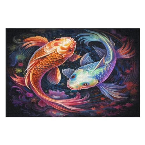 Holzpuzzle Fisch Puzzle 1000 Teile Erwachsene Klassische Pädagogisches Spielzeug Kinder Lernspiel Herausforderndes Puzzles （75×50cm） von PPZYY