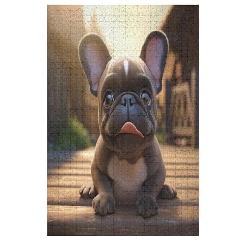 Holzpuzzle French BullHund Puzzle 1000 Teile Erwachsene Klassische Pädagogisches Spielzeug Kinder Lernspiel Herausforderndes Puzzles （78×53cm） von PPZYY