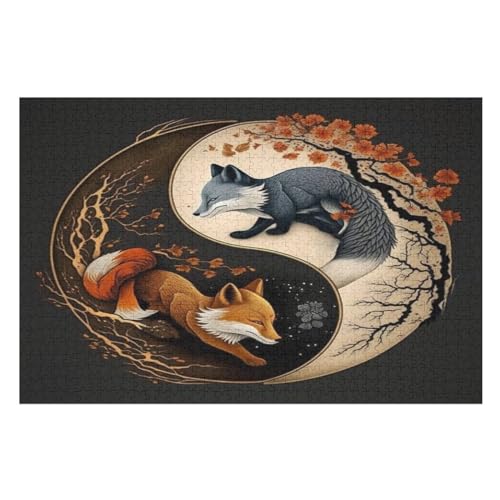 Holzpuzzle Fuchs Puzzle 1000 Teile Erwachsene Klassische Pädagogisches Spielzeug Kinder Lernspiel Herausforderndes Puzzles （75×50cm） von PPZYY