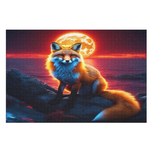 Holzpuzzle Fuchs Puzzle 1000 Teile Erwachsene Klassische Pädagogisches Spielzeug Kinder Lernspiel Herausforderndes Puzzles （75×50cm） von PPZYY