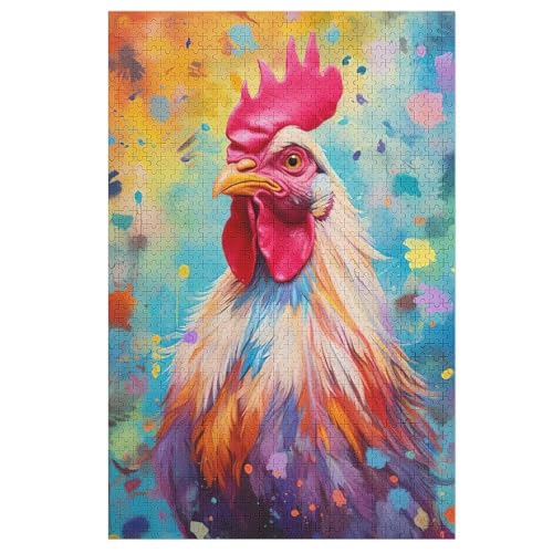 Holzpuzzle Hahn Puzzle 1000 Teile Erwachsene Klassische Pädagogisches Spielzeug Kinder Lernspiel Herausforderndes Puzzles （78×53cm） von PPZYY