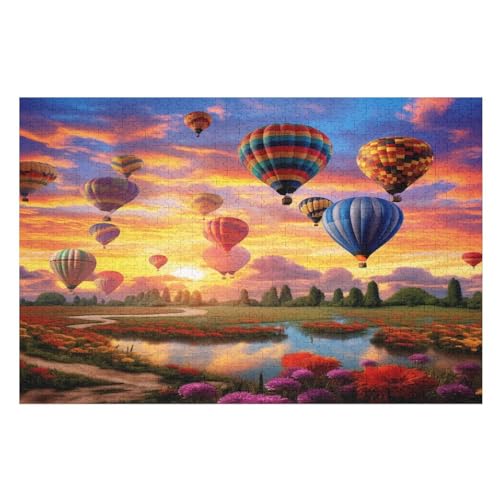Holzpuzzle Heißluftballon Puzzle 1000 Teile Erwachsene Klassische Pädagogisches Spielzeug Kinder Lernspiel Herausforderndes Puzzles （75×50cm） von PPZYY