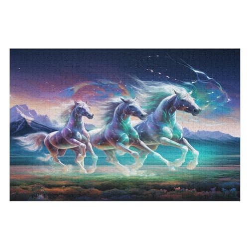 Holzpuzzle Horse Puzzle 1000 Teile Erwachsene Klassische Pädagogisches Spielzeug Kinder Lernspiel Herausforderndes Puzzles （75×50cm） von PPZYY