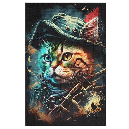 Holzpuzzle Katze Puzzle 1000 Teile Erwachsene Klassische Pädagogisches Spielzeug Kinder Lernspiel Herausforderndes Puzzles （78×53cm） von PPZYY