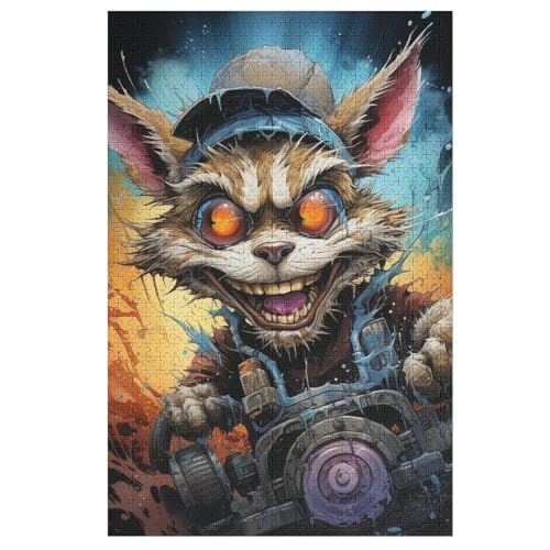 Holzpuzzle Katze Puzzle 1000 Teile Erwachsene Klassische Pädagogisches Spielzeug Kinder Lernspiel Herausforderndes Puzzles （78×53cm） von PPZYY