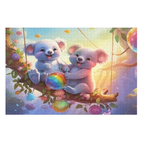 Holzpuzzle Koala Puzzle 1000 Teile Erwachsene Klassische Pädagogisches Spielzeug Kinder Lernspiel Herausforderndes Puzzles （75×50cm） von PPZYY