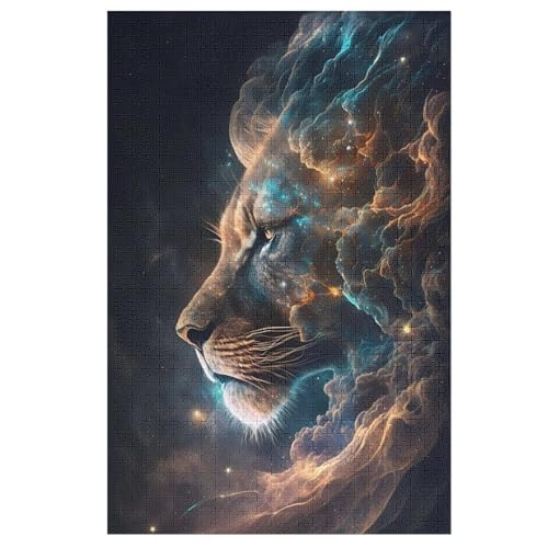 Holzpuzzle Löwe Puzzle 1000 Teile Erwachsene Klassische Pädagogisches Spielzeug Kinder Lernspiel Herausforderndes Puzzles （78×53cm） von PPZYY
