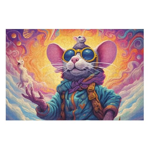 Holzpuzzle Maus Puzzle 1000 Teile Erwachsene Klassische Pädagogisches Spielzeug Kinder Lernspiel Herausforderndes Puzzles （75×50cm） von PPZYY