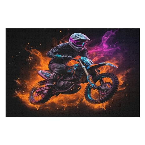 Holzpuzzle Motorrad Puzzle 1000 Teile Erwachsene Klassische Pädagogisches Spielzeug Kinder Lernspiel Herausforderndes Puzzles （75×50cm） von PPZYY