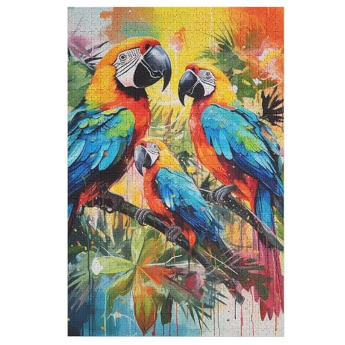 Holzpuzzle Papagei Puzzle 1000 Teile Erwachsene Klassische Pädagogisches Spielzeug Kinder Lernspiel Herausforderndes Puzzles （78×53cm） von PPZYY