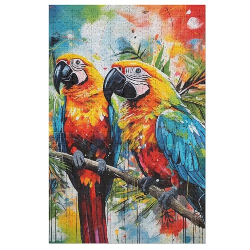 Holzpuzzle Papagei Puzzle 1000 Teile Erwachsene Klassische Pädagogisches Spielzeug Kinder Lernspiel Herausforderndes Puzzles Raumdekoration Detailreiches Geschenk （78×53cm） von PPZYY