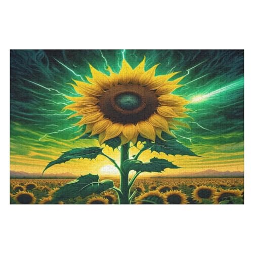 Holzpuzzle Sonnenblume Puzzle 1000 Teile Erwachsene Klassische Pädagogisches Spielzeug Kinder Lernspiel Herausforderndes Puzzles （75×50cm） von PPZYY