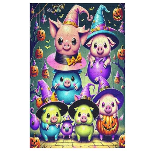 Holzpuzzle Süßes Schwein Puzzle 1000 Teile Erwachsene Klassische Pädagogisches Spielzeug Kinder Lernspiel Herausforderndes Puzzles （78×53cm） von PPZYY