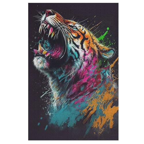 Holzpuzzle Tiger Puzzle 1000 Teile Erwachsene Klassische Pädagogisches Spielzeug Kinder Lernspiel Herausforderndes Puzzles （78×53cm） von PPZYY