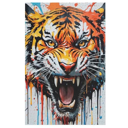 Holzpuzzle Tiger Puzzle 1000 Teile Erwachsene Klassische Pädagogisches Spielzeug Kinder Lernspiel Herausforderndes Puzzles （78×53cm） von PPZYY