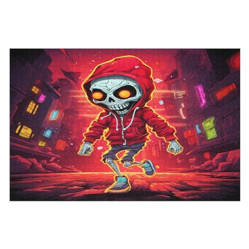 Holzpuzzle Totenkopf Puzzle 1000 Teile Erwachsene Klassische Pädagogisches Spielzeug Kinder Lernspiel Herausforderndes Puzzles （75×50cm） von PPZYY