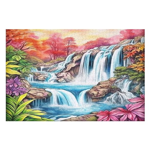 Holzpuzzle Wasserfall Puzzle 1000 Teile Erwachsene Klassische Pädagogisches Spielzeug Kinder Lernspiel Herausforderndes Puzzles （75×50cm） von PPZYY