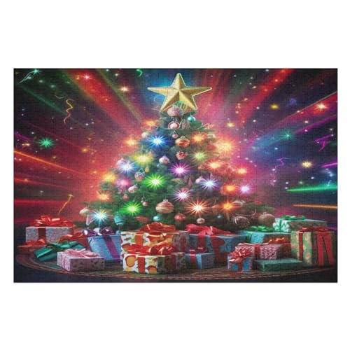 Holzpuzzle Weihnachtsbaum Puzzle 1000 Teile Erwachsene Klassische Pädagogisches Spielzeug Kinder Lernspiel Herausforderndes Puzzles （75×50cm） von PPZYY