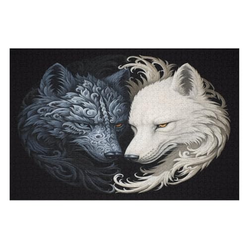 Holzpuzzle Wolf Puzzle 1000 Teile Erwachsene Klassische Pädagogisches Spielzeug Kinder Lernspiel Herausforderndes Puzzles （75×50cm） von PPZYY