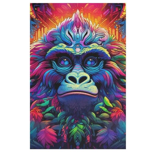 Holzpuzzles 1000 Teile AFFE -Puzzle Für Jungen Und Mädchen, Schwierigkeitsgrad, Lernspiele, Familienspielzeug （78×53cm） von PPZYY