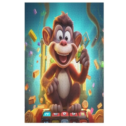 Holzpuzzles 1000 Teile AFFE -Puzzle Für Jungen Und Mädchen, Schwierigkeitsgrad, Lernspiele, Familienspielzeug （78×53cm） von PPZYY
