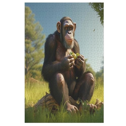 Holzpuzzles 1000 Teile AFFE -Puzzle Für Jungen Und Mädchen, Schwierigkeitsgrad, Lernspiele, Familienspielzeug （78×53cm） von PPZYY