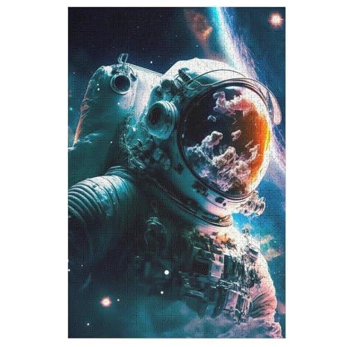 Holzpuzzles 1000 Teile Astronaut -Puzzle Für Jungen Und Mädchen, Schwierigkeitsgrad, Lernspiele, Familienspielzeug （78×53cm） von PPZYY