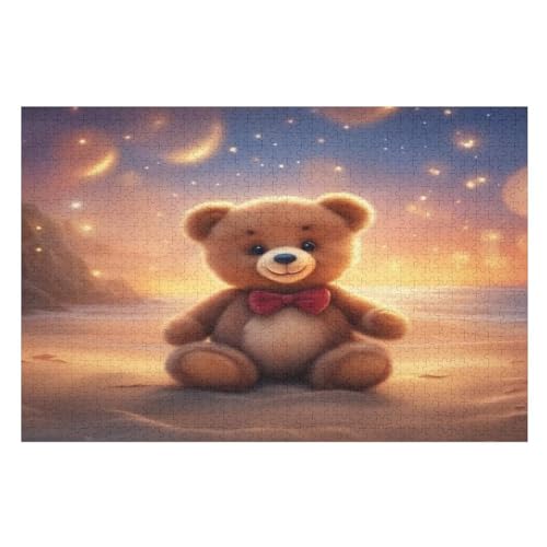 Holzpuzzles 1000 Teile Bär -Puzzle Für Jungen Und Mädchen, Schwierigkeitsgrad, Lernspiele, Familienspielzeug （75×50cm） von PPZYY