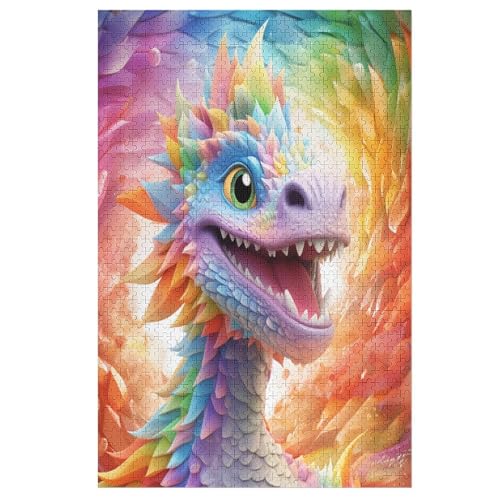 Holzpuzzles 1000 Teile Drache -Puzzle Für Jungen Und Mädchen, Schwierigkeitsgrad, Lernspiele, Familienspielzeug （78×53cm） von PPZYY