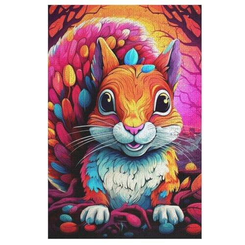 Holzpuzzles 1000 Teile Eichhörnchen -Puzzle Für Jungen Und Mädchen, Schwierigkeitsgrad, Lernspiele, Familienspielzeug （78×53cm） von PPZYY