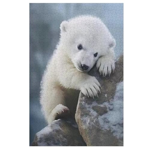Holzpuzzles 1000 Teile Eisbär -Puzzle Für Jungen Und Mädchen, Schwierigkeitsgrad, Lernspiele, Familienspielzeug （78×53cm） von PPZYY