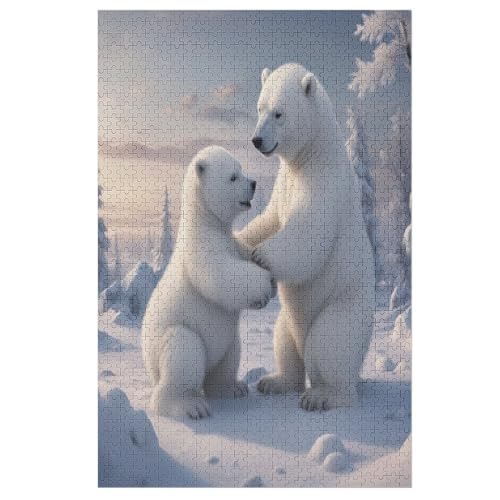 Holzpuzzles 1000 Teile Eisbär -Puzzle Für Jungen Und Mädchen, Schwierigkeitsgrad, Lernspiele, Familienspielzeug （78×53cm） von PPZYY