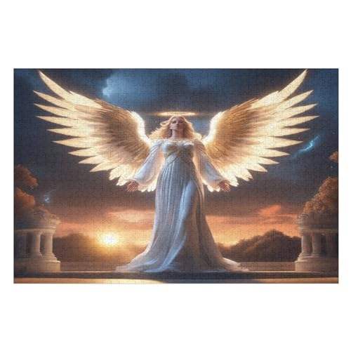 Holzpuzzles 1000 Teile Engel -Puzzle Für Jungen Und Mädchen, Schwierigkeitsgrad, Lernspiele, Familienspielzeug （75×50cm） von PPZYY