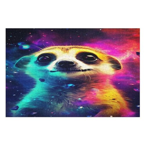Holzpuzzles 1000 Teile Erdmännchen -Puzzle Für Jungen Und Mädchen, Schwierigkeitsgrad, Lernspiele, Familienspielzeug （75×50cm） von PPZYY