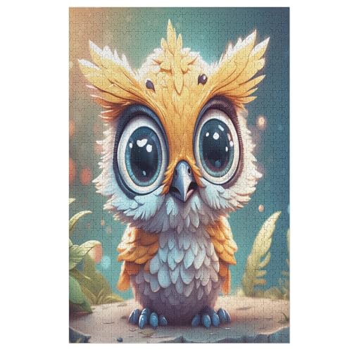 Holzpuzzles 1000 Teile Eule -Puzzle Für Jungen Und Mädchen, Schwierigkeitsgrad, Lernspiele, Familienspielzeug （78×53cm） von PPZYY