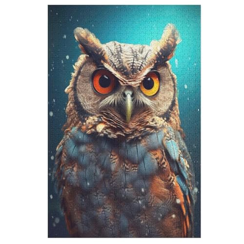 Holzpuzzles 1000 Teile Eule -Puzzle Für Jungen Und Mädchen, Schwierigkeitsgrad, Lernspiele, Familienspielzeug （78×53cm） von PPZYY