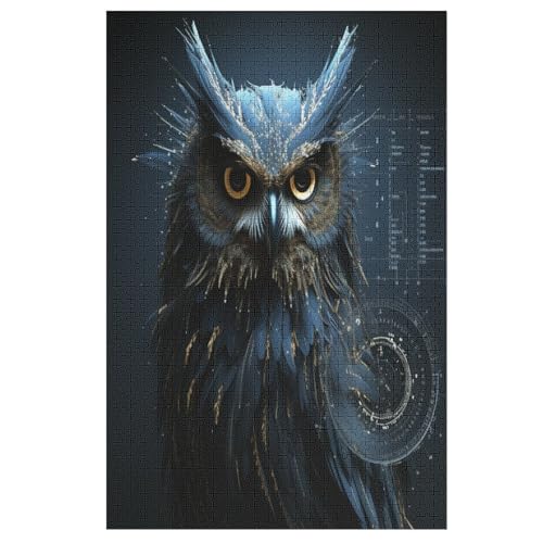 Holzpuzzles 1000 Teile Eule -Puzzle Für Jungen Und Mädchen, Schwierigkeitsgrad, Lernspiele, Familienspielzeug （78×53cm） von PPZYY
