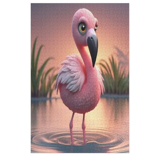 Holzpuzzles 1000 Teile Flamingo -Puzzle Für Jungen Und Mädchen, Schwierigkeitsgrad, Lernspiele, Familienspielzeug （78×53cm） von PPZYY