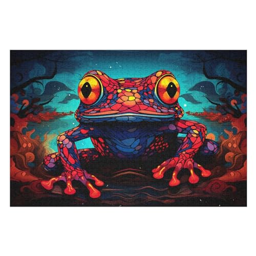 Holzpuzzles 1000 Teile Frosch -Puzzle Für Jungen Und Mädchen, Schwierigkeitsgrad, Lernspiele, Familienspielzeug （75×50cm） von PPZYY
