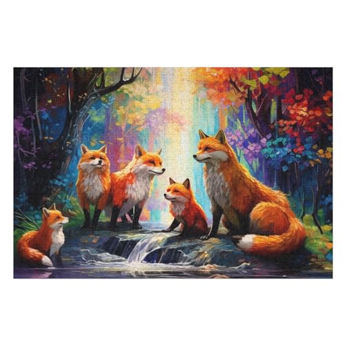 Holzpuzzles 1000 Teile Fuchs -Puzzle Für Jungen Und Mädchen, Schwierigkeitsgrad, Lernspiele, Familienspielzeug （75×50cm） von PPZYY