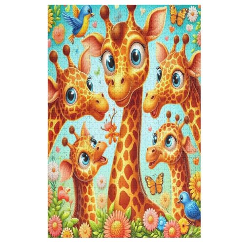 Holzpuzzles 1000 Teile Giraffe -Puzzle Für Jungen Und Mädchen, Schwierigkeitsgrad, Lernspiele, Familienspielzeug （78×53cm） von PPZYY