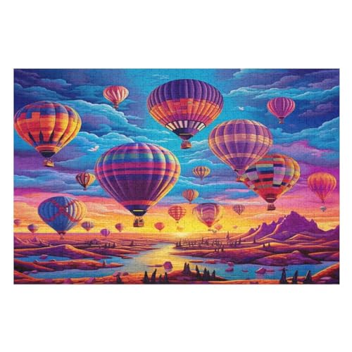 Holzpuzzles 1000 Teile Heißluftballon -Puzzle Für Jungen Und Mädchen, Schwierigkeitsgrad, Lernspiele, Familienspielzeug （75×50cm） von PPZYY