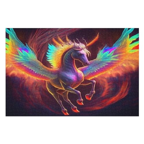 Holzpuzzles 1000 Teile Horse -Puzzle Für Jungen Und Mädchen, Schwierigkeitsgrad, Lernspiele, Familienspielzeug （75×50cm） von PPZYY