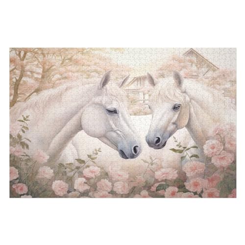 Holzpuzzles 1000 Teile Horse -Puzzle Für Jungen Und Mädchen, Schwierigkeitsgrad, Lernspiele, Familienspielzeug （75×50cm） von PPZYY
