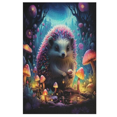 Holzpuzzles 1000 Teile Igel -Puzzle Für Jungen Und Mädchen, Schwierigkeitsgrad, Lernspiele, Familienspielzeug （78×53cm） von PPZYY