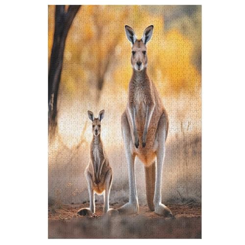 Holzpuzzles 1000 Teile Känguru -Puzzle Für Jungen Und Mädchen, Schwierigkeitsgrad, Lernspiele, Familienspielzeug （78×53cm） von PPZYY