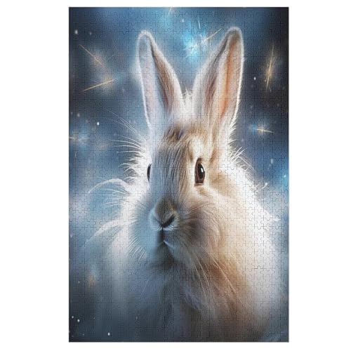 Holzpuzzles 1000 Teile Kaninchen -Puzzle Für Jungen Und Mädchen, Schwierigkeitsgrad, Lernspiele, Familienspielzeug （78×53cm） von PPZYY